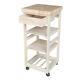 Rolling Kitchen Utility Cart Trolley Butcher Block Top With Drawer Unfinished