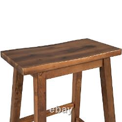 Rustic 3 Piece Solid Wood Kitchen Island Set With Butcher Block Table and 2 Bar