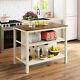 Rustic 45 Stationary Kitchen Island Butcher Block Dining Table Prep Shelves