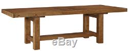 Rustic Dining Table Extending Wood Butcher Block Kitchen Distressed Brown Large