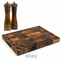 SMIRLY Butcher Block Cutting Board Large Wood Cutting Board for Kitchen Large