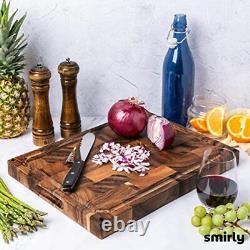 SMIRLY Butcher Block Cutting Board Large Wood Cutting Board for Kitchen, Large