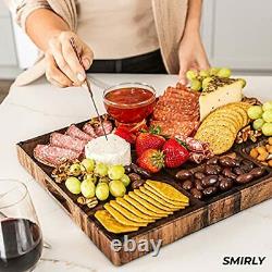 SMIRLY Butcher Block Cutting Board Large Wood Cutting Board for Kitchen, Large