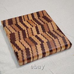 Small Whimsical Butcher Block End Grain Cutting Board 131 Mahogany, Maple