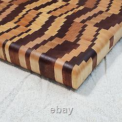 Small Whimsical Butcher Block End Grain Cutting Board 131 Mahogany, Maple