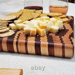 Small Whimsical Butcher Block End Grain Cutting Board 131 Mahogany, Maple