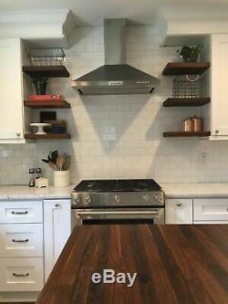Solid Walnut Butcher Block Floating Shelf-Ready to hang-Made in the USA
