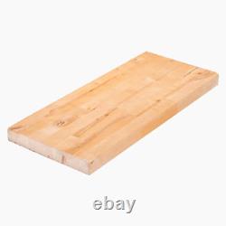 Solid Wood Butcher Block Shelf 96 In. W X 12 In. D X 1.5 In. H in Unfinished Bir