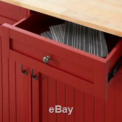 StyleWell Kitchen Island Cart Wood Food Safe Natural Butcher Block Top Chili Red