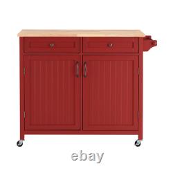 Stylewell Kitchen Island Cart Wood Food Safe Natural Butcher Block Top Chili Red