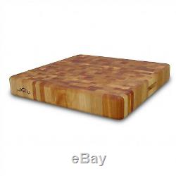 Super Slab Cutting Board with Finger Grooves 20x20x3-In Heavy-Duty Butcher Block