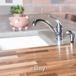 T Butcher Block Countertop in Unfinished Solid Wood Rustic Style Home Furniture