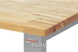 Table & Workbench 1' Thick Solid Oiled Wood Butcher Block Top Height Adjustable
