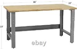 Table & Workbench 1' Thick Solid Oiled Wood Butcher Block Top Height Adjustable