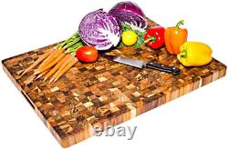 Teak Cutting Board Rectangle End Grain Butcher Block (24 X 18 X 1.5 In.) by