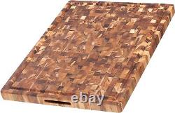 Teak Cutting Board Rectangle End Grain Butcher Block (24 x 18 x 1.5 in.)