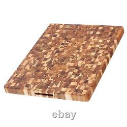 Teak Cutting Board Rectangle End Grain Butcher Block (24 x 18 x 1.5 in.)