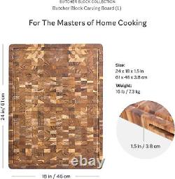 Teak Cutting Board Rectangle End Grain Butcher Block (24 x 18 x 1.5 in.)