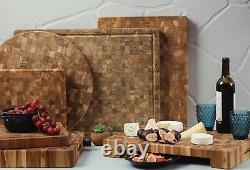 Teak Cutting Board Rectangle End Grain Butcher Block (24 x 18 x 1.5 in.)