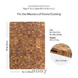 Teak Cutting Board Rectangle End Grain Butcher Block (24 x 18 x 1.5 in.)