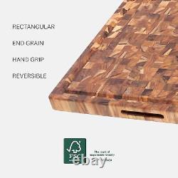 Teak Cutting Board Rectangle End Grain Butcher Block (24 x 18 x 1.5 in.)