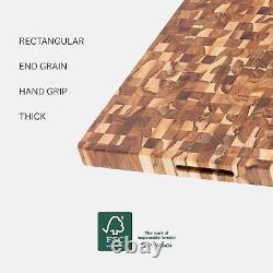 Teak Cutting Board Rectangle End Grain Butcher Block (24 x 18 x 1.5 in.)