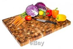 Teak Cutting Board Rectangle End Grain Butcher Block (24 x 18 x 1.5 in.)