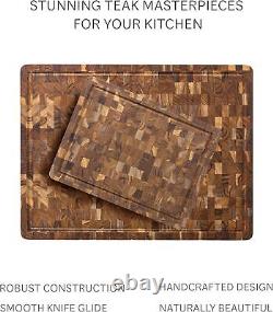 Teak Cutting Board Rectangle End Grain Butcher Block (24 x 18 x 1.5 in.)