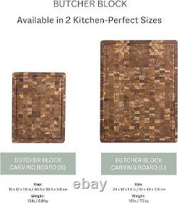 Teak Cutting Board Rectangle End Grain Butcher Block (24 x 18 x 1.5 in.)