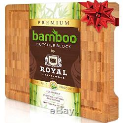 Thick End Grain Bamboo Wood Cutting Board/Kitchen Butcher Block Heavy Duty