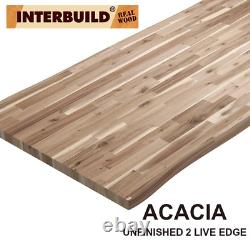 Unfinished Solid Acacia 6.2 Ft. L X 40 In. D X 2 In. T, Butcher Block Island Cou