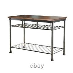 Utility Table Vintage Carmel Kitchen Metal Base Slotted Shelves Food Prep Carts