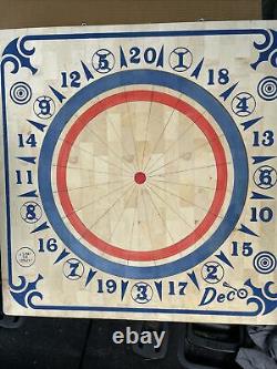 VINTAGE NEW DECO Double Sided Butcher Block Wood Dart Board 22 x 22 NEW IN BOX