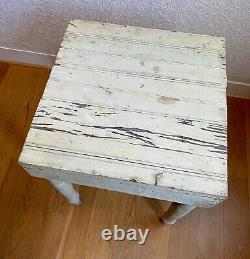 Vintage Antique Butcher Block Table Shabby Chic Redwood Primitive 23w