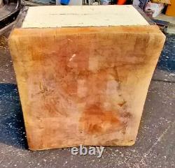 Vintage Butcher Block Table 30Tx30W x24D 12 thick Wood Rustic Ohio Antique