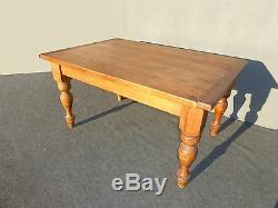 Vintage French Country Butcher Block Rustic Alder Wood Dining Room Table Desk