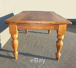 Vintage French Country Butcher Block Rustic Alder Wood Dining Room Table Desk