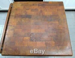 Vintage Handmade butcher block table 24x24x30.5
