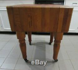 Vintage Handmade butcher block table 24x24x30.5