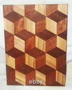 Vintage Home Bar Geometric Butcher Block Wood Cutting Board Crazy Wall Art Deco