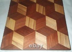 Vintage Home Bar Geometric Butcher Block Wood Cutting Board Crazy Wall Art Deco