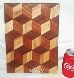 Vintage Home Bar Geometric Butcher Block Wood Cutting Board Crazy Wall Art Deco