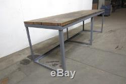Vintage Industrial 120x37x38-1/2 Tall Wood Butcher Block Top Workbench Table