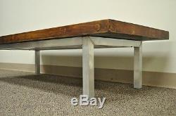 Vintage Industrial Butcher Block Aluminum Coffee Table Bench Reclamed Modern