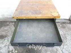 Vintage Industrial Butcher Block Wood Top Metal Cabinet Bin 12 Drawer Table