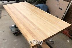 Vintage Industrial Solid Wood Workbench Maple Butchers Block Table Slab Top