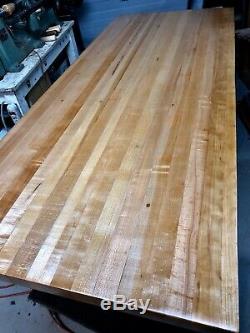 Vintage Industrial Solid Wood Workbench Maple Butchers Block Table Slab Top