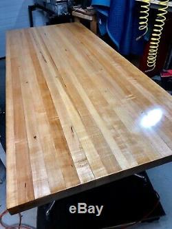 Vintage Industrial Solid Wood Workbench Maple Butchers Block Table Slab Top 73