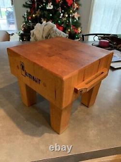 Vintage Kimball Wood Butcher Block Cutting Board Table 8 x 8 x 7 3/8 High