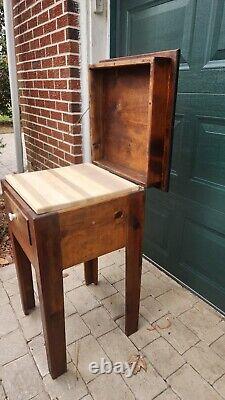 Vintage Kitchen Storage Table Butcher Block Utility Drawer Island Shaker Country